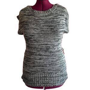 Womens Sweater Size XL Grey Short Sleeve Professional Office Chic Twee Cozy
